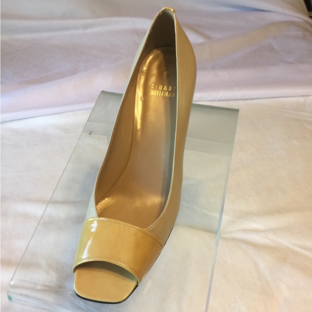 Stuart Weitzman Open Toe Yellow Heels Size 10 - image 1